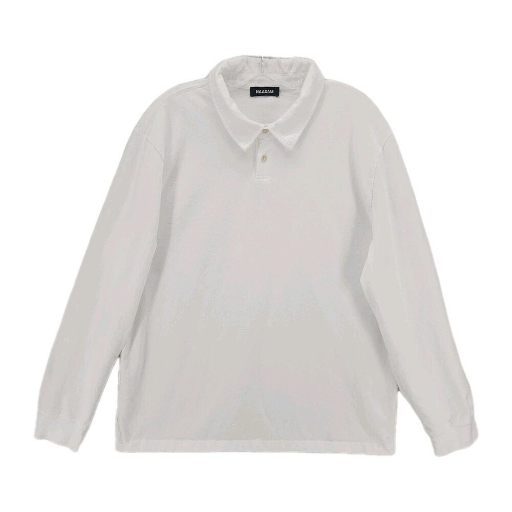 NAADAM White Long Sleeve Polo Shirt 100% Cotton Soft Men's XL